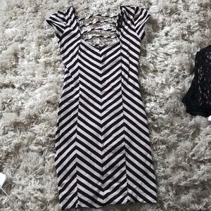 H&M black and beige stripped bodycon dress